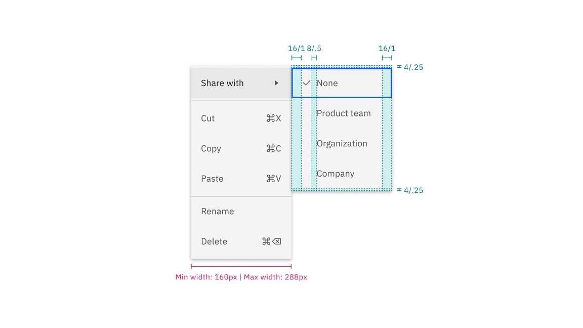 Submenu structure