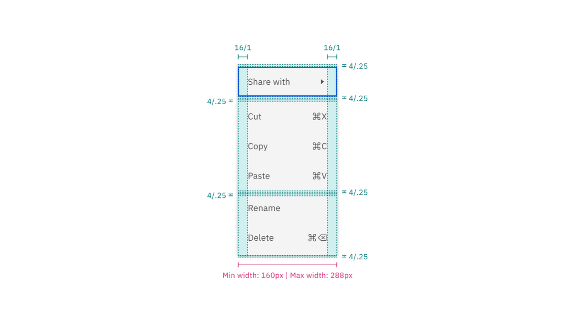 Main menu structure