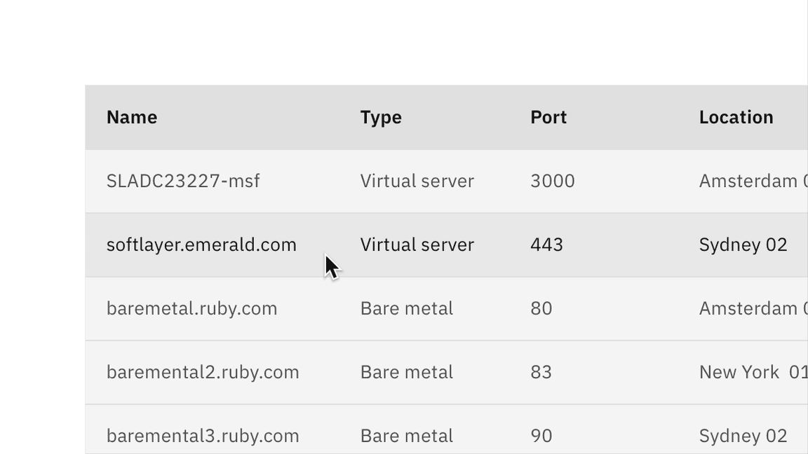 data table row hover